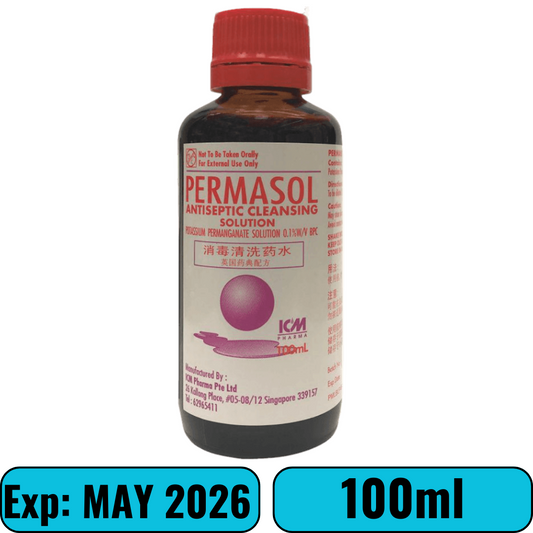 Permasol Antiseptic Cleansing Solution Potassium Permanganate 0.1% w/v BPC 100ml