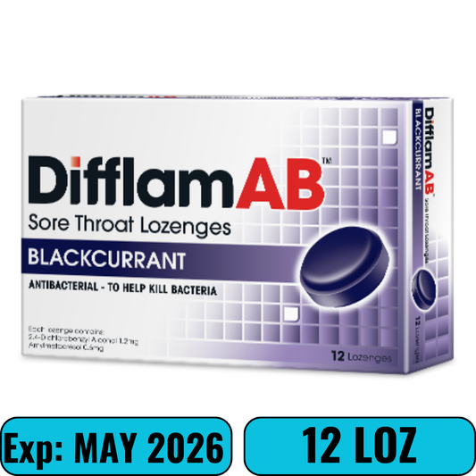 Difflam AB Anti-Inflammatory Anti-bacterial Blackcurrant Sugar Free 16 Lozenges